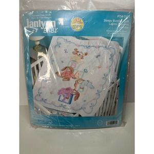 Janlynn Stamped Cross Stitch Crib Quilt Sleepy Bunnies 054-0134  - NEW SEALED!